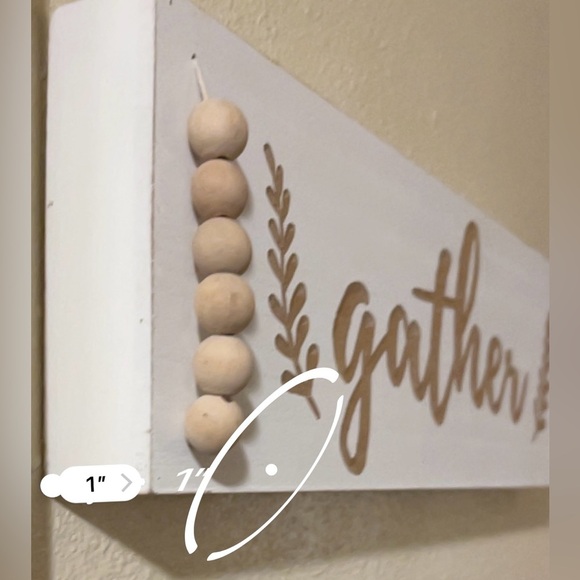 Neutral Farmhouse Bohemian "Gather" Sign Wooden Beaded Wall Hanging 18" x 5.5" - Picture 5 of 10